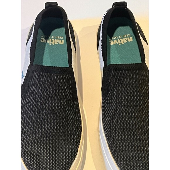 Boys Youth Size 5 Native Miles 2.0 Liteknit Black Knit Slip On Sneaker Shoes - Picture 6 of 11